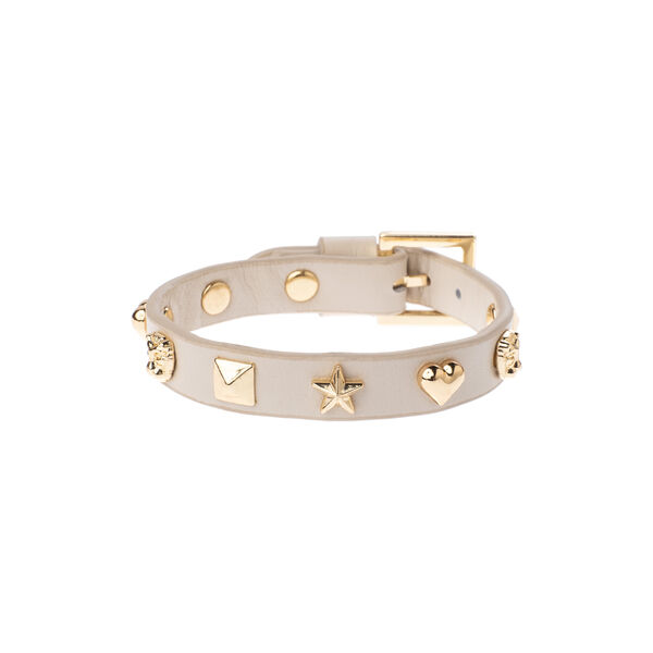 Leather Sign Stud armb&aring;nd, sand, DARK department