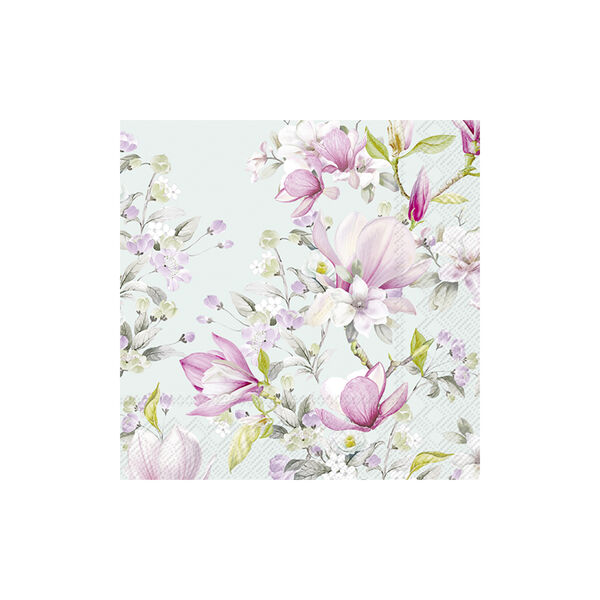 Lunsjserviett Romantisk Magnolia, lysebl&aring;, Vinding