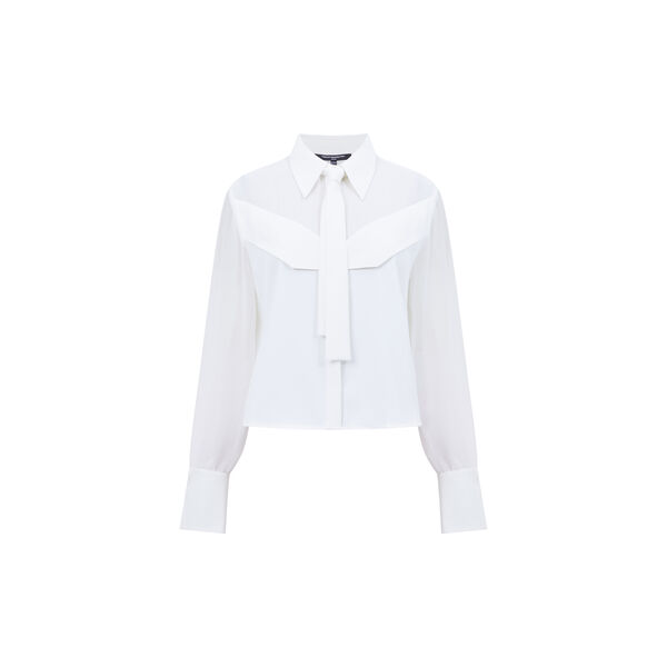 AREZZO NECK TIE SHIRT, summer white, French Connection