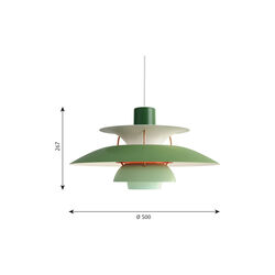 PH 5 pendel, nyanser av grønn, Louis Poulsen