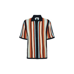 Loose short sleeve striped knitted shirt - Regenerative Organic Certified™ - GOTS/Vegan, blue stripe, KnowledgeCotton Apparel 