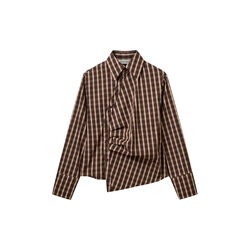 PAIGESW CHECKED ASYMMETRIC SHIRT, brown check, Sofie Schnoor
