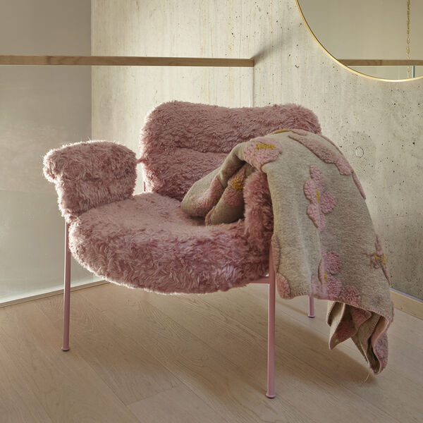 Magnolia pledd - lett kort ull, rosa/beige Magnolia pledd - lett kort ull, rosa/beige, Frati Home