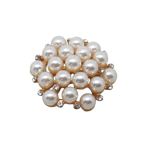 Brosje med perler, hvit og gull, 7 DAYS
