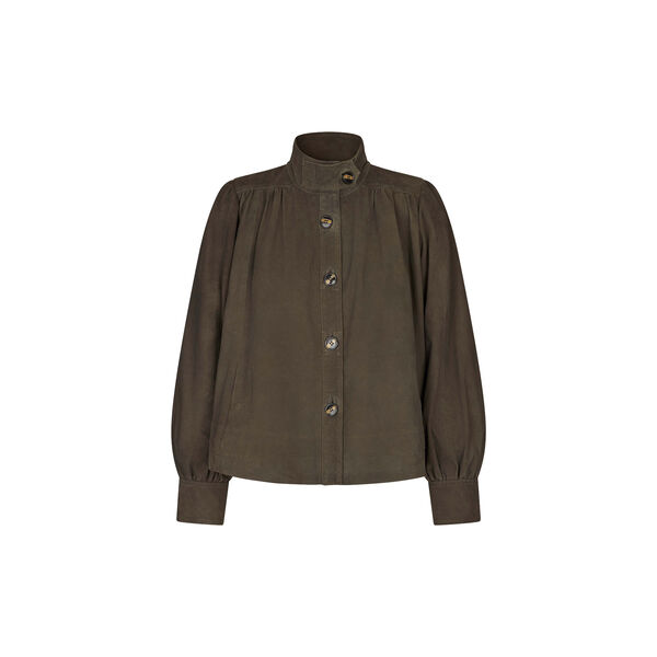 Zonie Suede Jacket, black olive, Second Female