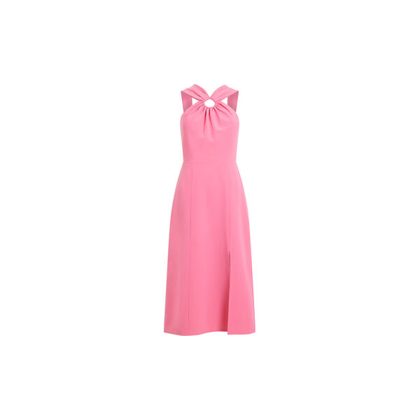 ECO CREPE RING HALTER NK DRESS, pink, French Connection