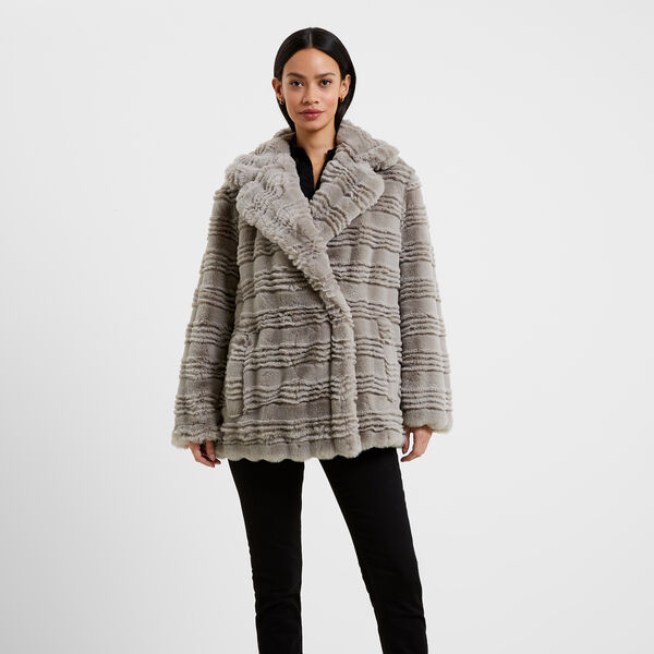 70VAR-DARYN FAUX FUR COAT, grey, French Connection