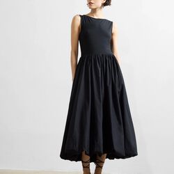PHOEBE JERSEY WOVEN MIX MIDI, black, French Connection