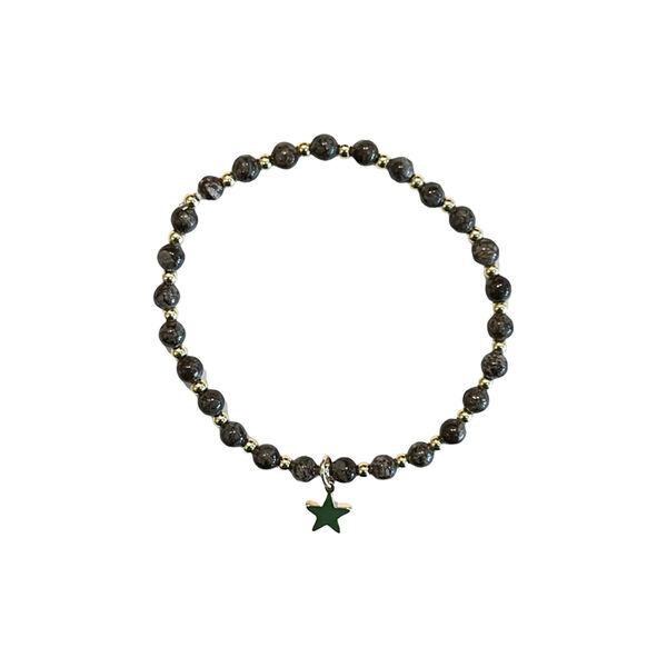 Stone Bead armb&aring;nd 4 mm m/gullperler, chocolate brown, DARK department