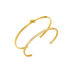 Knot & Crystal Bangle 2 Pack, pale gold, Orelia