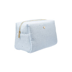 Tweed Make-Up Pouch Large, cool baby blue, DARK department