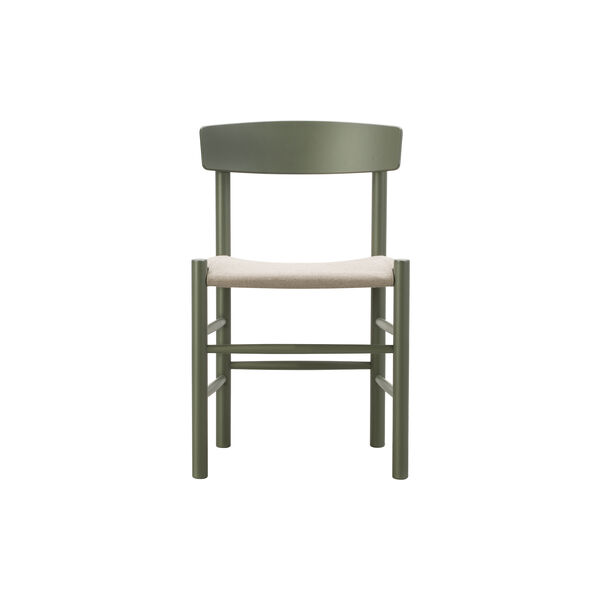J39 Mogensen stol med polstret sete, khaki green/natural canvas, Fredericia Furniture