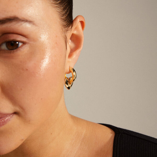 IOKASTE resirkulerte chunky hoops &oslash;reringer, gullbelagt, Pilgrim