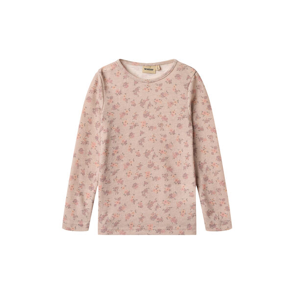 Wool T-Shirt L/S Alfie, 1358 lilac flowers, Wheat