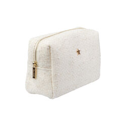 Tweed Make-Up Pouch Small, off white w/sand, DARK department