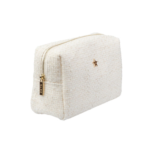 Tweed Make-Up Pouch Small, off white w/sand, DARK department