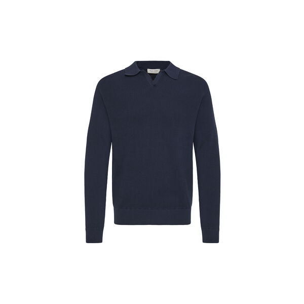 CFNORDIN LS Ribbed Polo Knit, navy blazer, Casual Friday