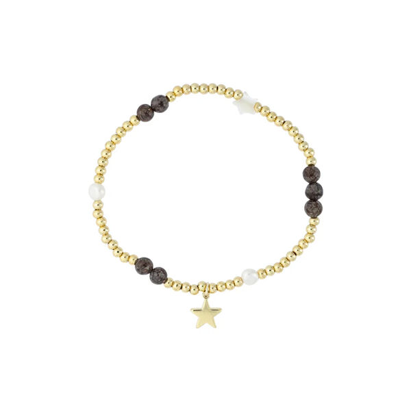 Metal Bead armb&aring;nd W/Stone Beads & Pearls, chocolate brown, DARK department