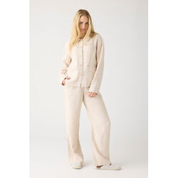 POSEY wide mid-rise linen pants - GOTS/Vegan, yarndyed - light feather gray, KnowledgeCotton Apparel 