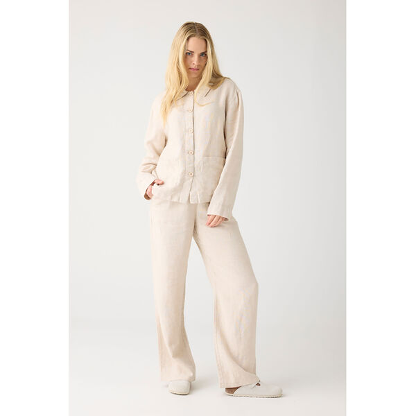 POSEY wide mid-rise linen pants - GOTS/Vegan, yarndyed - light feather gray POSEY wide mid-rise linen pants - GOTS/Vegan, yarndyed - light feather gray, KnowledgeCotton Apparel