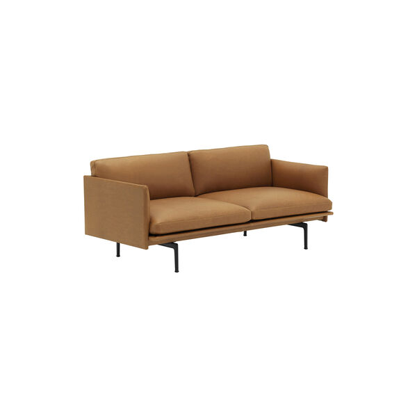 Outline Sofa 2-seter, refine skinn cognac/svart, Muuto
