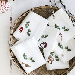 Juleservietter med klassiske motiver 6 stk., hvit, Langkilde & Søn