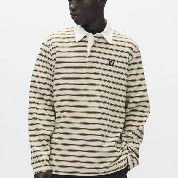 WWLandon Poloshirt, desert palm stripe, Wood Wood