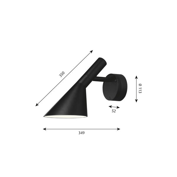 AJ 50 vegglampe, sort AJ 50 vegglampe, sort, Louis Poulsen
