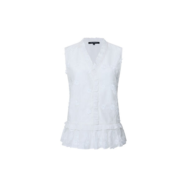 VANI COTTON RUFFLE PEPLUM TOP, summer white, French Connection