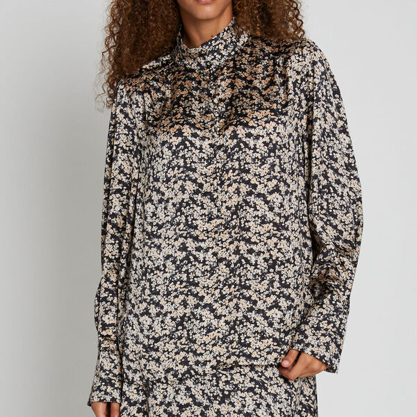 FloretBBChatrine bluse, sand black, Bruuns Bazaar