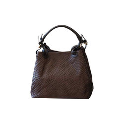 Stor flettet skinnveske, m&oslash;rkebrun, 7 DAYS