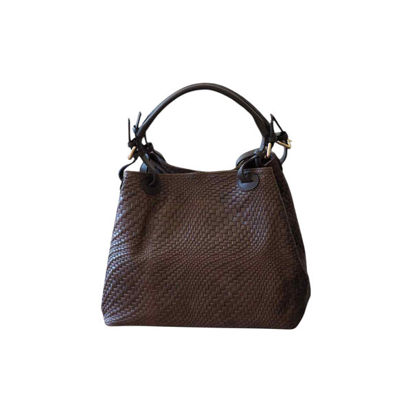 Stor flettet skinnveske, m&oslash;rkebrun, 7 DAYS