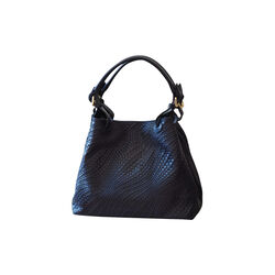 Stor flettet skinnveske, m&oslash;rkebl&aring;, 7 DAYS