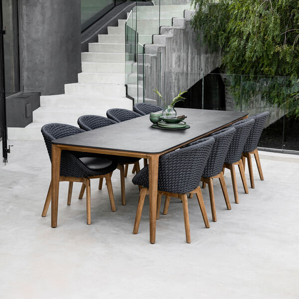 Pure bordplate 280x100 cm, nero svart/keramikk, Cane-line