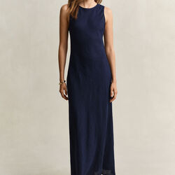 LINEN BIAS CUT MIDI DRESS, evening blue, Gant