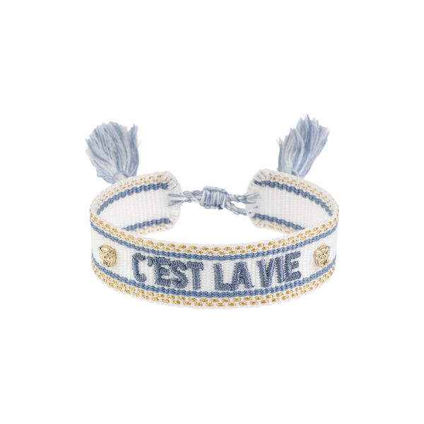 Woven Friendship armb&aring;nd, c'est la vie white w/country blue/gold, DARK department