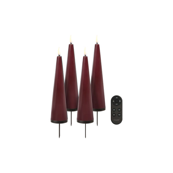 Gaveeske m. pigg, fjernkontroll, LED-s&oslash;ylelys 4-pack, wine red, Uyuni Lighting