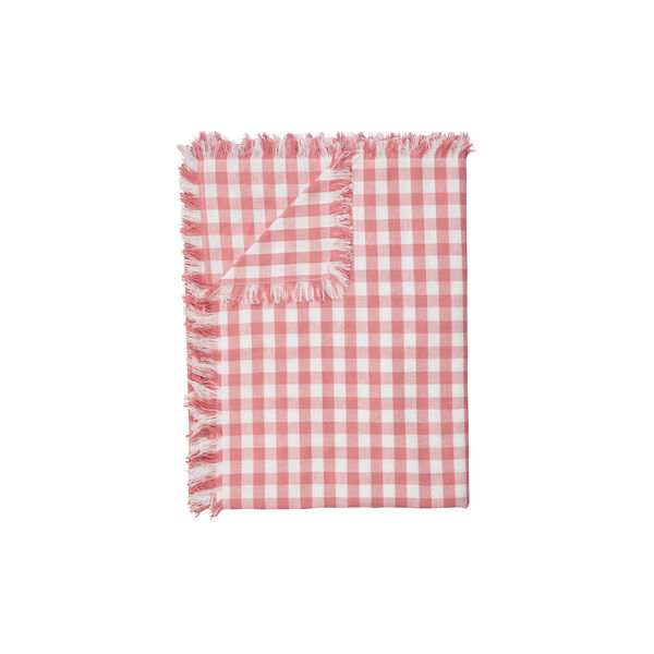 Dukk med frynser 140x300 cm, pink checks, byTiMo