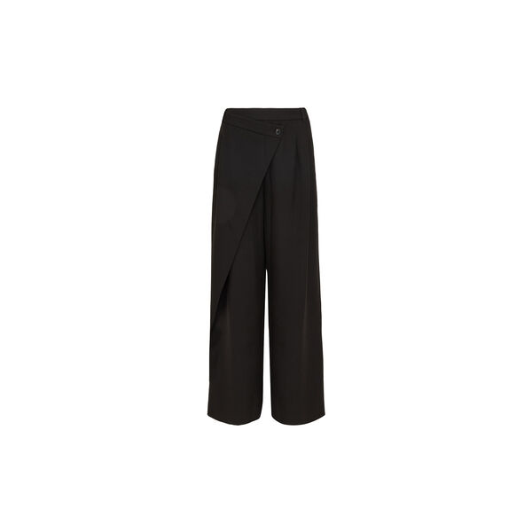 Junis Black Asymmetric Wide Leg Trousers, black, French Connection