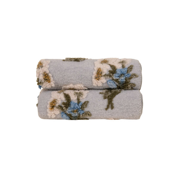 BUNCH OF FLOWERS GREY Easy boiled wool pledd 150x190cm, Frati Home
