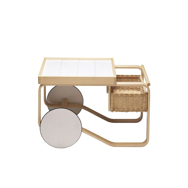 Tea Trolley, birch/white, Artek