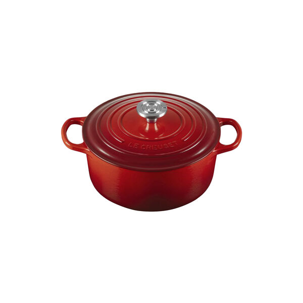 Signature st&oslash;pejern rund gryte | 24 cm | Cerise, Le Creuset