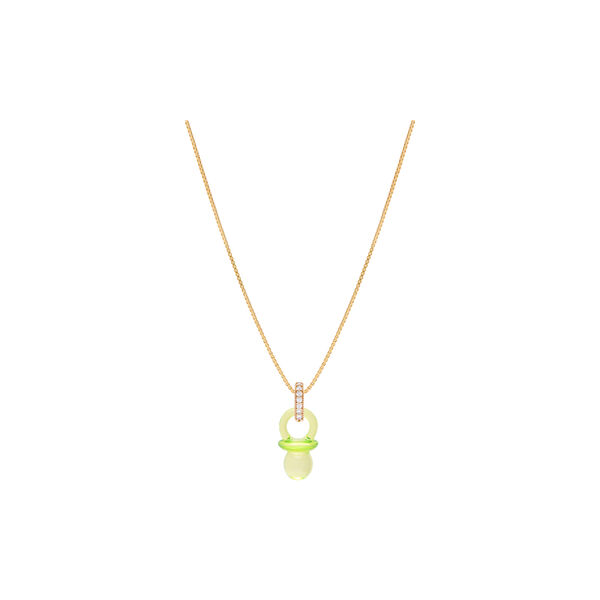 Pacifier Pendant Pave Connector, lime (G), Crystal Haze