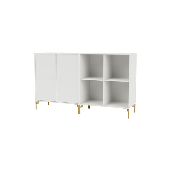 PAIR Classic bred skjenk med ben i messing, 01 white, Montana Furniture
