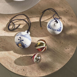 Blå Mega Riflet og Prinsesse Julekulesett 2 stk., Royal Copenhagen