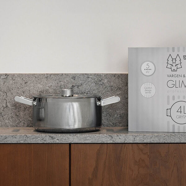 Glima Gryte 4 l, blank st&aring;l, VARGEN & THOR
