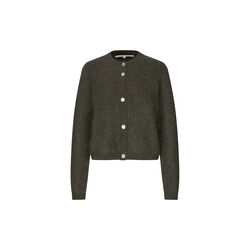Andrea Knit Rib LS Cardigan, black olive, Second Female