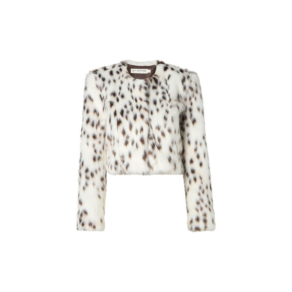 Mona Fur Jacket Faux Fur, cream/brown spots, Ida Sj&ouml;stedt