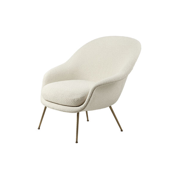 Bat Lounge Chair Fully Upholstered with Low Back, Dora Boucle 0001/antique brass, GUBI