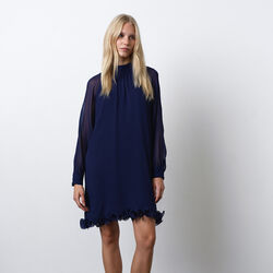 EMINA CHIFFON LONG SLEEVE DRESS, celestial blue, French Connection
